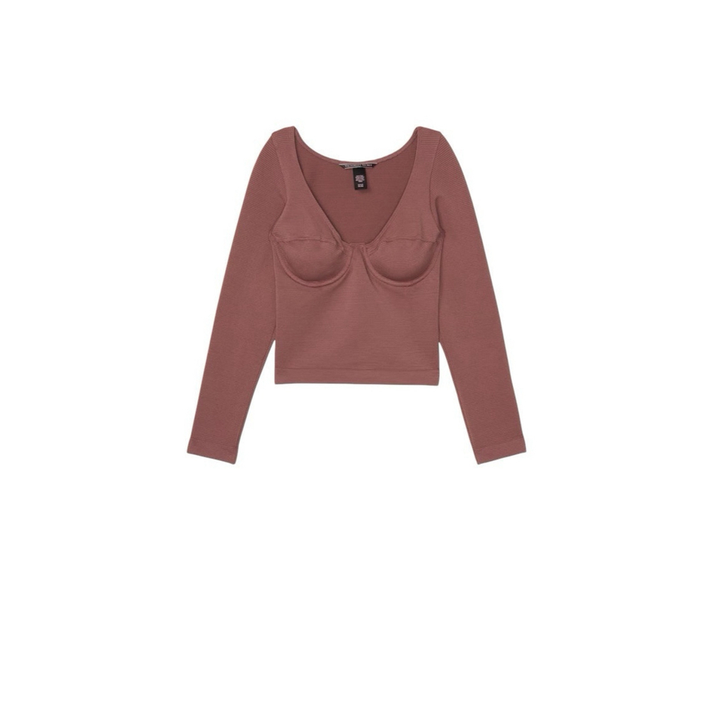 Victoria's Secret Corset Top Sz XL Pink Cropped Stretchy Built-in Underwire Bra - Picture 3 of 9